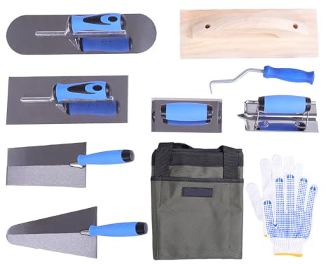 AUNMAS Kit de Herramientas para Acabado de Hormigón, Juego Profesional de Mampostería con Flotador de Madera y para Albañilería y Enlucido