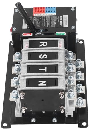 KIMISS Interruttore di Trasferimento Automatico a Doppia Alimentazione, Interruttore di Commutazione Generatore 4P per AC400V, Commutazione Al Millisecondo e Funzionamento Manuale (63A)