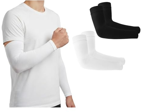 zavehony Manchettes de Bras pour Hommes et Femmes 2 Pairs Blanc Noir