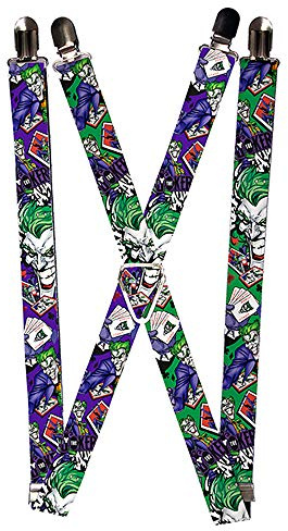 Buckle-Down Tirantes unisex: poses de cartas de Joker, Multicolor, 3.5 x 2.5