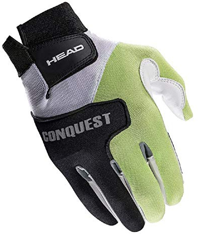 HEAD Leather Racquetball Glove - Conquest Extra Grip Breathable Glove for Right & Left Hand - Black/Lime/White, Right - X-Large