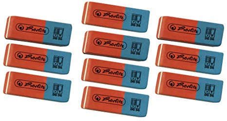 Herlitz 10 Erasers, Red Side for Graphite/Blue Side for Ink