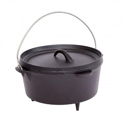 Oypla 4L Cast Iron Non Stick Dutch Oven Casserole Dish Camping Cooker