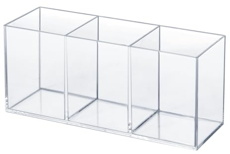 elysolpluv Clear Acrylic Silverware & Pen Organizer Caddy, Transparent Plastic Silverware Holder, Perfect for Office, Bedroom, and Bathroom Storage