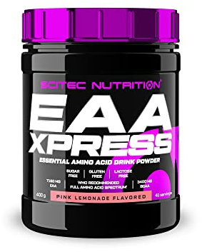 Scitec Nutrition EAA Xpress - Aminoacidi Essenziali a Spettro Completo - 3400mg BCAA, 7160mg EAA - Senza Glutine, Senza Zucchero, Senza Lattosio, 400 g, Limonata rosa