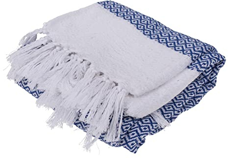 Hamam-handduk strandhandduk badhandduk bastuhandduk sporthandduk duschhandduk yogamatta fouta pareo sarong för spa sport resor, naturligt mjuk lätt unisex (80 x 170 cm, diamantmönster blå-vit)