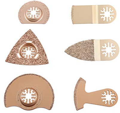 Hojas de Sierra Oscilante, Juego de Hojas de Herramientas Múltiples de 6 Piezas, 44 Mm, Accesorios de Herramientas Oscilantes Multiherramienta para Cortar Metal Blando, Madera y (6 piezas de carburo)