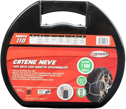 Set mit 2 Schneeketten – 7 mm – Gruppe 110 – maximale Haftung und Sicherheit mit Spannsystem
