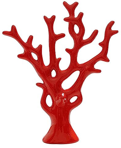 Huachaoxiang Künstliche Coral Ornament, Keramik Dekoration Korallen Baum Deko Wohnaccessoires Statue Statue Künstliche Dekoration für Landschaft Tisch Dekor Aquarium-Dekoration Display Rack,Rot