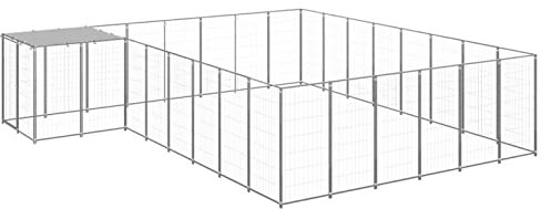 heybb Hundezwinger Silbern 15,73 m² Stahl Freilauf Dog Crate Indoor Kaninchen Freilaufgehege
