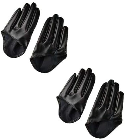 SMTCM 2 Paar Lederhandschuhe Damen Herren PU Leder Handschuhe Half Palm Punkhandschuhe Performance Tanzhandschuhe Motorradhandschuhe Rock Kurze Leather Gloves für Fahren Radfahren Cosplay Nightclub