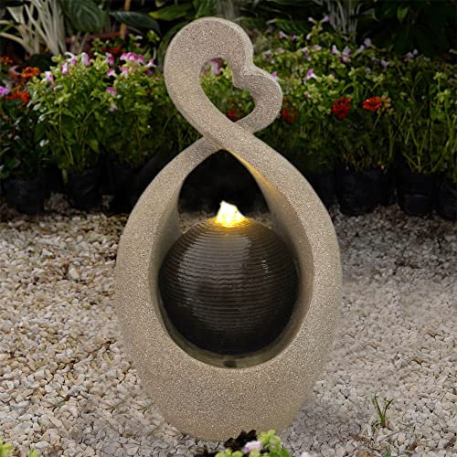 Gartenbrunnen Romantik Terrassenbrunnen mit Beleuchtung Geschenkidee für Muttertag Sand
