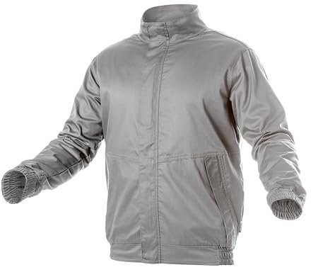 Högert Technik FABIAN Arbeitsjacke L – Hellgrau, Schutzjacke, EN ISO 13688, Polyester-Baumwolle, Atmungsaktiv, Reflektierend, Für Bauarbeiter und Techniker