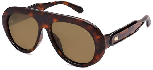 SOJOS Trendy Oversized Polarized Aviator Sunglasses Womens Men Retro Vintage 70s Style UV Protection Sun Glasses SJ2390, Tortoise Frame/Retro Brown Lens