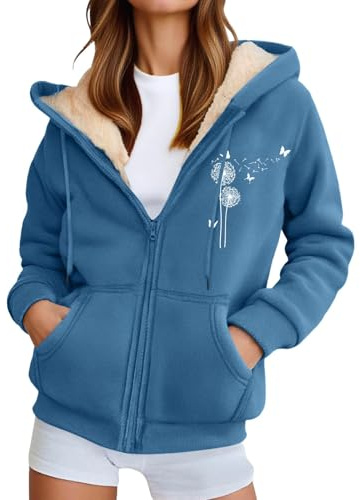 Felpa in pile da donna, con cappuccio, invernale, con cerniera, con stampa calda, con cappuccio, con cappuccio, chiusura a strappo, giacca in pile, felpa di peluche casual