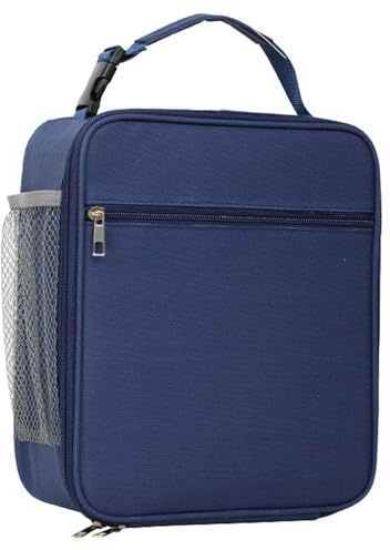 MLPKOI Borsa Termica Porta Pranzo, Borsa Pranzo Portatile Borsa Frigo Piccola Impermeabile Lunch Bag per Campeggio Lavoro Scuola (Blu)