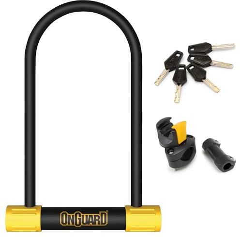 OnGuard Bulldog LS U-Lock – 13 mm Hardened Steel Shackle (115 × 292 mm) – X2P Double Bolt Lock, Z-Cylinder Core, 5 Keys & Universal Mount Bracket for Bikes