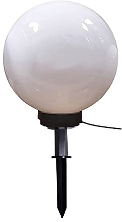 Kugel-Außen-Leuchte MARLON D:40cm weiß Erdspieß E27x1, IP44 Dekorationslampe Außengelände Rasen-Wegeleuchte