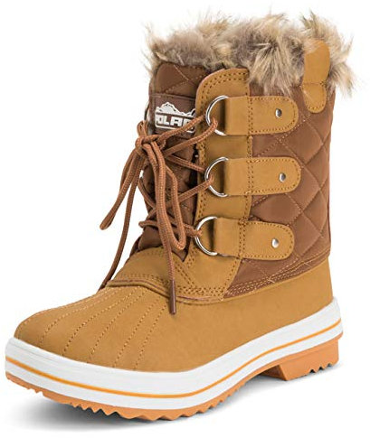 Polar Damen Schnee Stiefel Nylon Short Schnee Pelz Regen Wasserdicht Stiefel - Bräune - 38