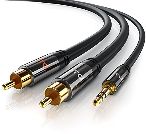 CSL - Cinch auf Klinke Kabel - 2m - 3,5mm Klinken Stecker zu 2x Cinch RCA Stecker Y - Adapterkabel Klinkenkabel - doppelte Schirmung - HiFi Audio Kabel für Smartphone Stereoanlage Verstärker uvm