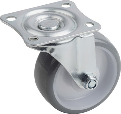 Metafranc Lenkrolle Ø 75 mm - 70 x 59 mm Platte - Polyurethan-Rad - Weiche Lauffläche - Rollenlager - 75 kg Tragkraft / Transportrolle / Möbelrolle / Schwerlastrolle / 802920