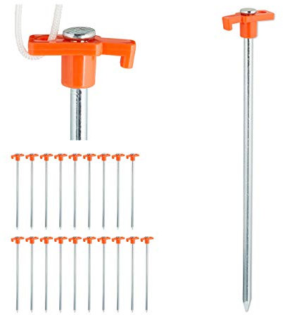 Relaxdays Sardines, Lot de 20, Ancrage pour Les sols durs; 25 cm, Piquet, Acier zingué, Orange