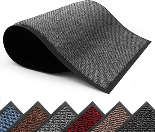 BLADO Door Mat Barrier Mat Non Slip Rubber Mats Washable Light Weight Heavy Duty | Floor Mats Kitchen Rugs Dirt Trapper Doormat Entrance Rug Shoes Scraper Super Absorbent Carpet (60cm x 90cm, Grey)