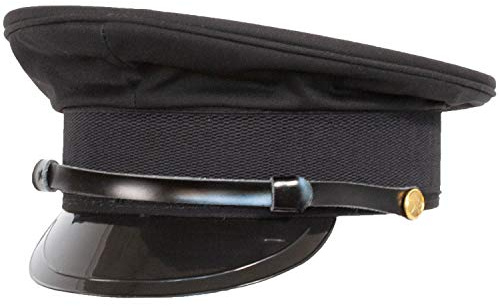 Levine Hats Men's Deluxe Chauffeur Limousine Driver Hat Fitted Quality Doorman Cap (Large - fits 7 1/4 to 7 3/8, Black)