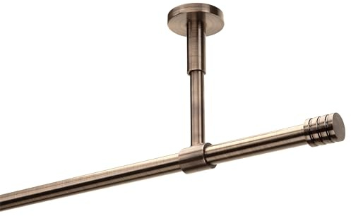 DécoProfi Gardinenstangen Antik Messing 1-läufig Ø 16 mm L: 320 cm I Endkappe mit Rille Gardinen/Vorhangstange im Set I Inklusive Träger, Befestigung und Endstücke I Decken- oder Wandbefestigung