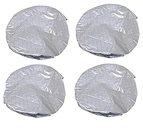 Juego de 4 Fundas para neumáticos, Repuesto Funda Rueda Autocaravana, Bolsas universales para Ruedas, Bolsa para neumáticos de película de Aluminio, de 19a 42 de diámetro,Plata,30 32