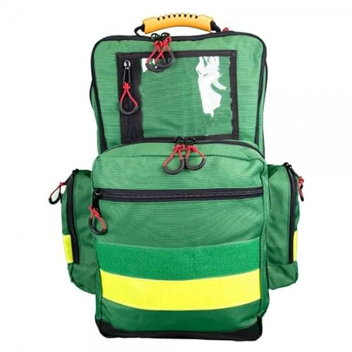 Bexamed Notfallrucksack Medicus/PRO -M- LEER - grün aus Nylon mit gelben Reflexstreifen