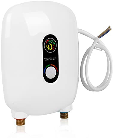 Mini Electric Water Heater, WMLBK Tankless Electric Water Heater 220V 6500W Instant Tankless Hot Water Heater for Kitchen Bathroom Washing, White