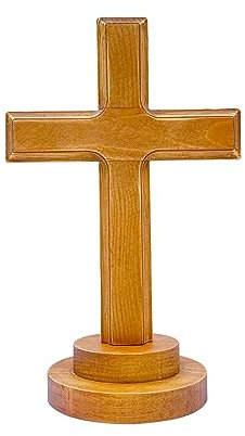 Wooden Cross Tabletop Wood Cross Standing Cross for Church Prayer Home Decor 4x7x11 Inches