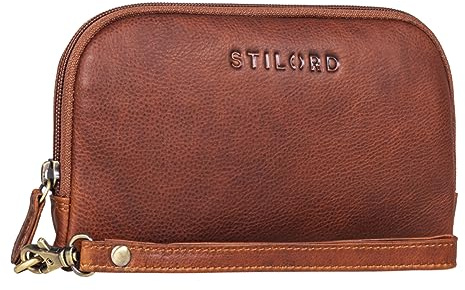 STILORD Maeve Portafogli Pochette Pelle Donna Vintage Borsa per Cellulare Mobile Clutch con Cinturino da Polso Portamonete Elegante in Vera Pelle Colore:kara - cognac