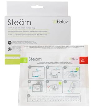 bblüv Steäm – mikrovågsnappflasksrenare från Steam, 120 användningar per förpackning, återanvändbar, BPA-fri, nappflaskrengörare, snabb och enkel