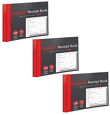 1-80 Pages Numbered Duplicate Receipt Book, Half Size Duplicate Receipt Book for Business, Home, Office, Shop and Warehouse (3)