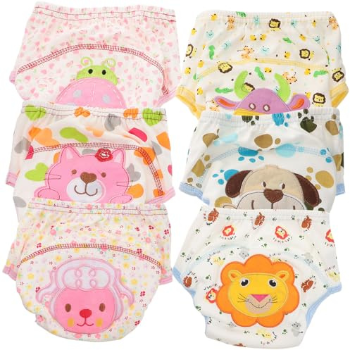 IWOWHERO 6pezzi Mutandine Riutilizzabili per Allenamento del Vasino per Ragazzo Ragazza Ragazza Lavabili e Morbidi Design di Cartoni Animati Colorati per Prevenire Eritema da Pannolino