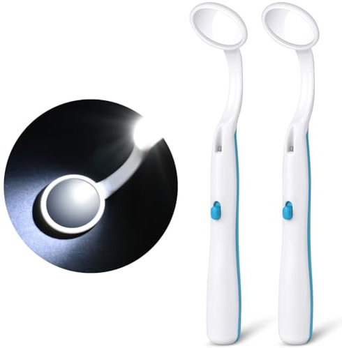 ACWOO Specchio Dentale, 2PCS Specchi Dentali con Luce Antiappannamento, Specchio per Denti per Cura Orale Della Bocca,Strumento per la Cura Della Bocca Dentista