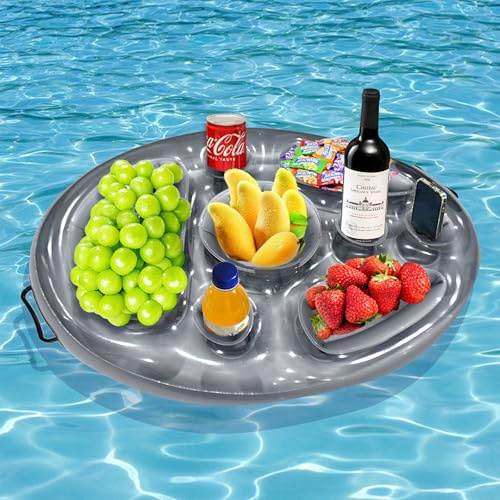 Snowtain Bar Gonflable Piscine,Porte Gobelet Gonflable 8 Trous,Plateau Flottant pour Piscine Convient pour Les fêtes à la Piscine et Les fêtes sur la Plage