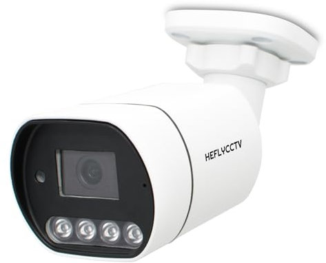 HEFLYCCTV 4MP Telecamera IP POE, telecamere di sicurezza Bullet Surveillance Wired CCTV con rilevamento umano One-Way Audio, Smart Color Night Vision, 2,8mm lens, IP67 impermeabile Outdoor Indoor