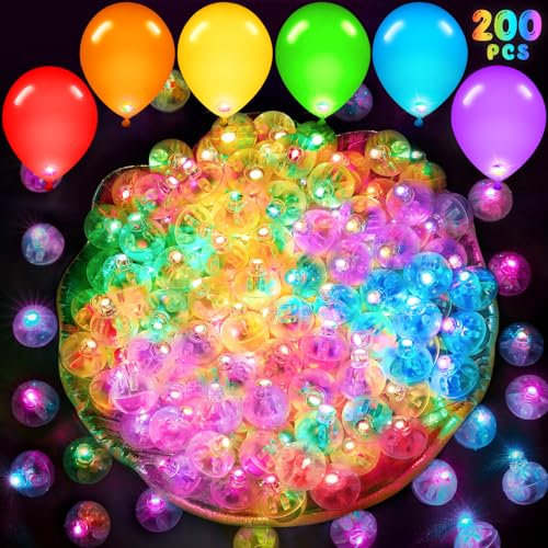 100 LED-Ballons Lichter +100 Luftballons Geburtstag, Mini Led Licht, Warmweiß Ballonlichter, Runde Led Ballonlichter, Party Licht Leuchtende Luftballons für Geburtstag Hochzeit Karneval Einschulung