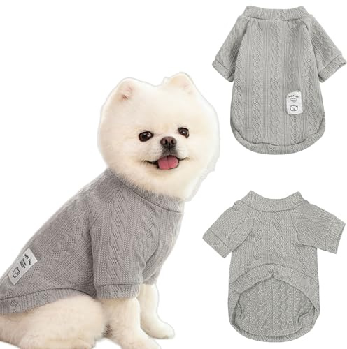 Winmany Suéter de Invierno para Perros Pequeños y Medianos y Gatos Ropa de Cuello Alto Chihuahua Yorkie Cachorro Conjunto de Color Sólido (Gris, XL)