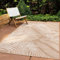 In & Outdoor Teppich Wetterfest Wohnzimmer Balkon Küchenteppich Terrassenteppich Flachgewebe Sisaloptik mit Muster blätter Natur beige 200x280 cm