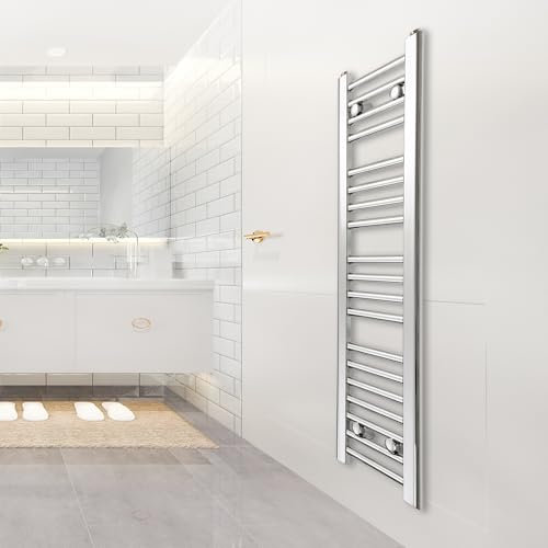 300mm Wide Chrome Heated Towel Rail Straight Flat Bathroom Warmer Radiator Rack Central Heating Turkish Zone (300mm Wide x 1000mm Height)