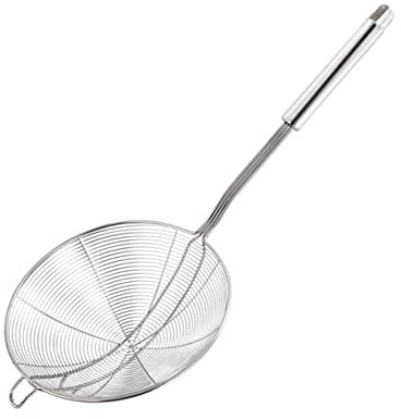 Amosfun Siebkelle Aus Edelstahl Mit Griff Durchmesser Für Abgießen Von Nudeln Pasta Blumenkohl Gemüse Hitzebeständig Spülmaschinenfest Zum Abtropfen Und Servieren Von Lebensmitteln