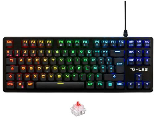 The G-Lab - Keyz Platinum TKL - Red Switch Outemu Low Profile AZERTY Mechanical Keyboard - TKL Ultra Slim, RGB & 100% Customizable Keys, Total Anti-ghosting - PC/PS4/PS5/Xbox – New