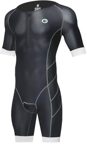 CGLRybO Triathlon passar män en del kortärmad trisuits hud våt kostym för löpning cykling simning bäst för Ironman Racing Tri Suit