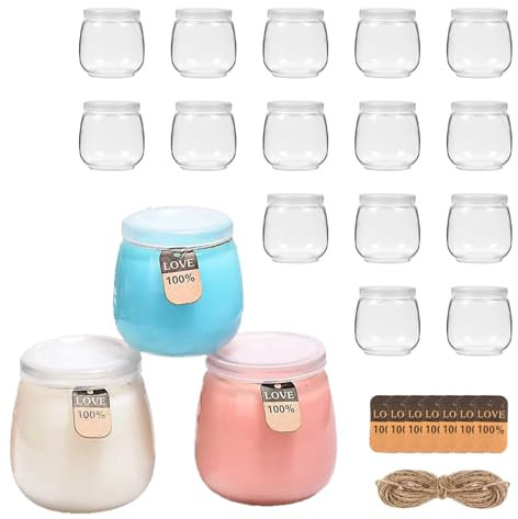 YQBFTC 18 tarros de yogur transparentes con tapa de 200 ml, vasos de postre con tapa, aptos para lavavajillas, microondas y congelador