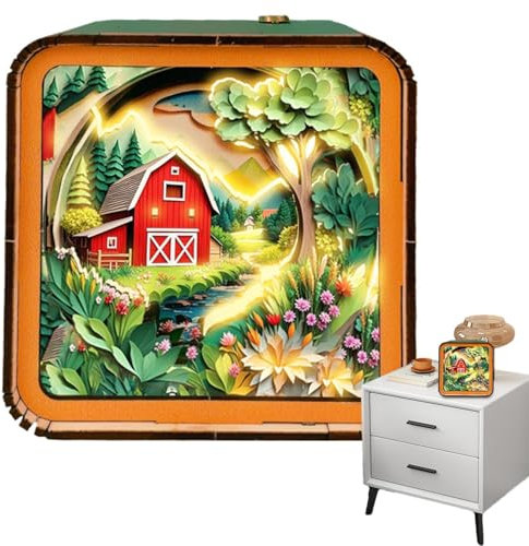 Jigsaw Puzzle with Night Light - Scenery Puzzle Nightlight | Wooden Puzzles Nightlight, Home Decoration for Bedroom, Living Room, Study