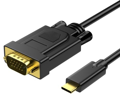 Loryi USB C till VGA-kabel, 1 m, Tpye C till VGA-kabel för MacBook Pro 2019/2018/2017, Galaxy S10/S9/S8, Dell XPS 13/15, Pixelbook, Surface Book 2 med mera